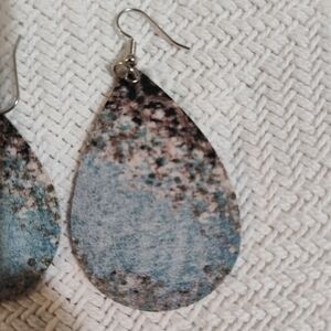 Artistic Teardrop Earrings in Blue and Brown